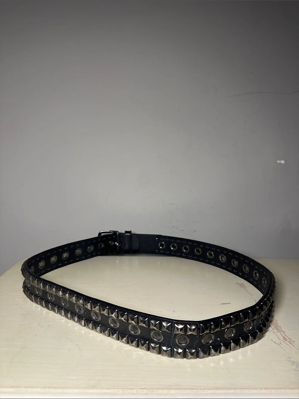 studded silver Black man made faux Leather Men’s Belt